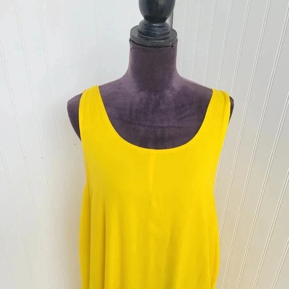 Colors of India Dress Womans Long Sleeveless Free Size Yellow Fringe Maxi Layere - Picture 3 of 12
